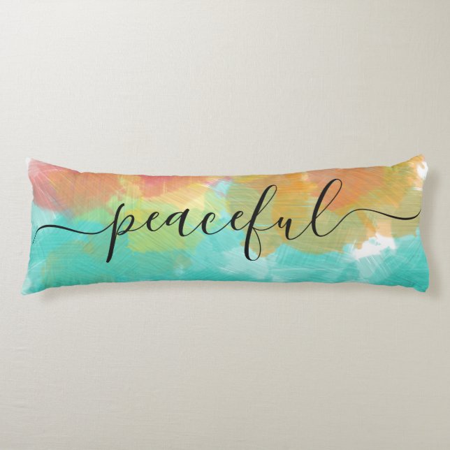 Cojín Pacífico Sueño Acuarela Amarillo Coral Turquesa (Anverso)