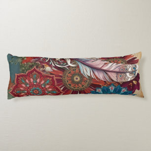 Cojín Paisaje de sueños de mandala emplumado bohemio