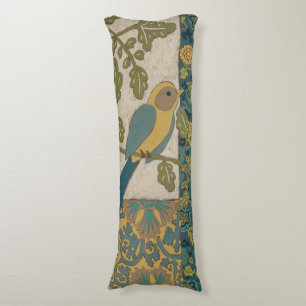 Cojín Pájaro azul amarillo y Verde azulado encaramado en