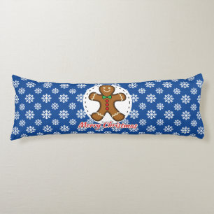 Cojín Pan de jengibre - Patrón de copos de nieve azules 