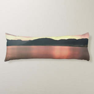 Cojín Panorama de la puesta de sol rosa y azul de Ombre