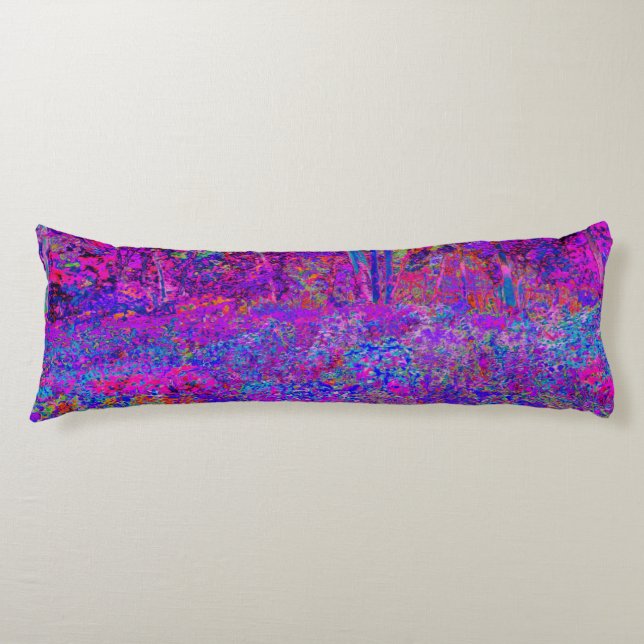 Cojín Panorama Psicodélico Impresionista Púrpura (Anverso)