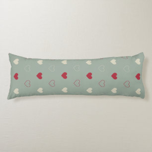 Cojín Papel pintado con patrón de corazón rojo y beige