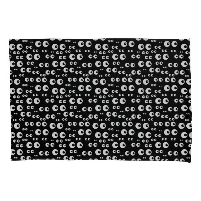 Cojín Par de funda de almohada negra estándar con ojos d (Anverso-izquierdo)