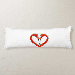 Cojín Pareja de flamencos rosados sobre blanco