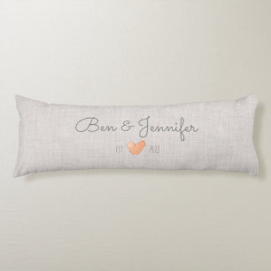 Cojín Pareja NOMBRES Naranja Watercolor Corazón Linen Am