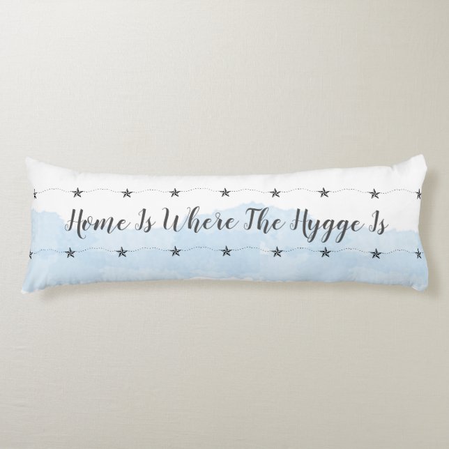 Cojín Pastel Blue Hygge comillas Cosy Home (Anverso)