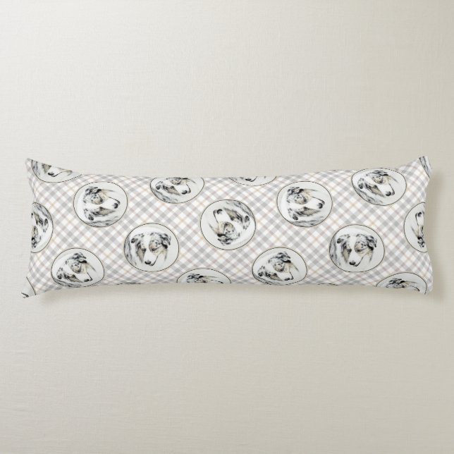 Cojín Pastor Australiano Pintando Arte De Perro Merle Az (Anverso)