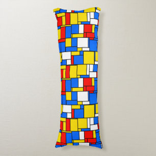 Cojín Patrón amarillo rojo azul de inspiración mondriana