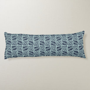 Cojín Patrón azteca Ikat - azul índigo y azul claro