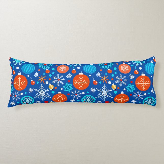 Cojín Patrón azul de Navidad (Anverso)