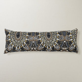 Cojín patrón bohemio de arte deco negro y oro