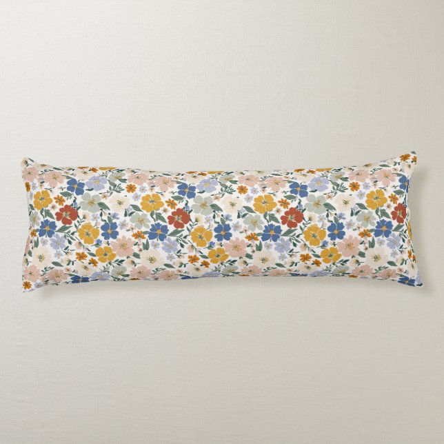 Cojín Patrón Boho de Pradera de Flores Silvestres (Reverso)