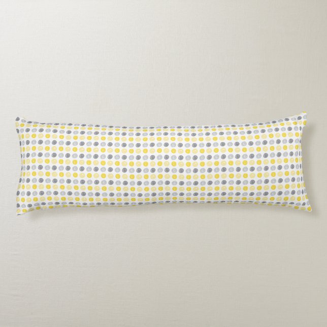 Cojín Patrón circular Pilar amarillo y gris del cuerpo (Reverso)