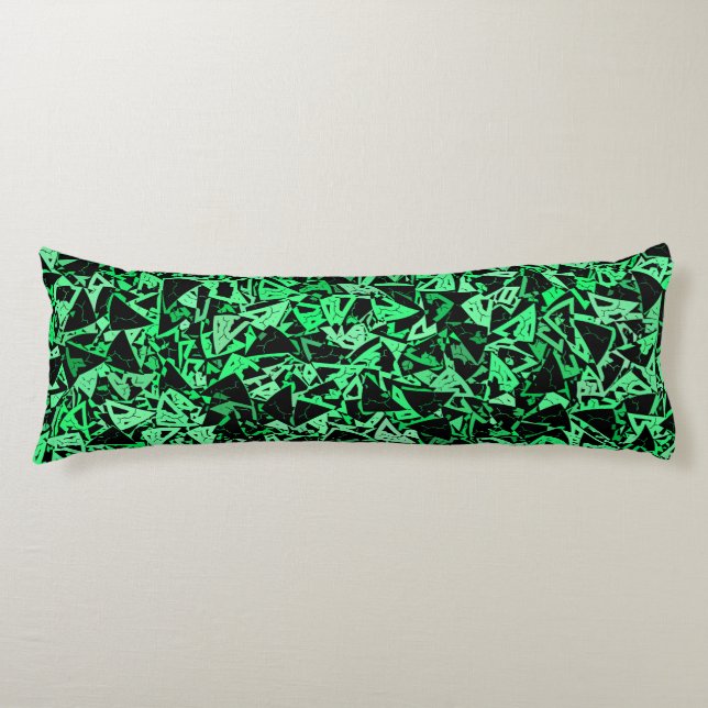 Cojín Patrón continuo de triángulo negro verde (Anverso)