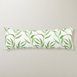 Cojín Patrón de acuarela de eucalipto sobre blanco