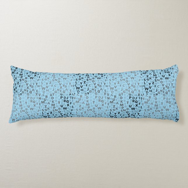 Cojín Patrón de alfabetos 01 BW.w Lblue BG (Anverso)