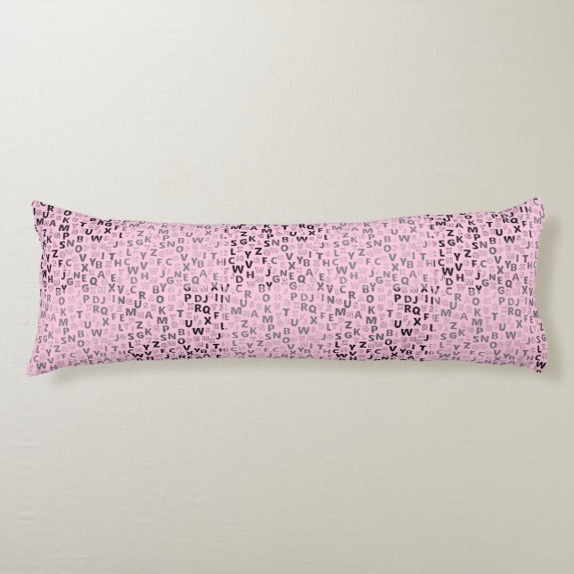 Cojín Patrón de alfabetos 01 BW.w LPink BG (Anverso)