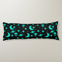 Patrón de Alien Turquesa con Estrellas y Lunas