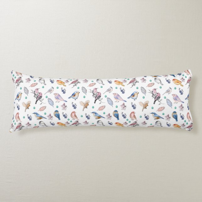 Cojín Patrón de aves primaverales (Anverso)