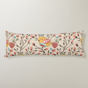 Cojín Patrón de aves y flores bohemias - Inspirado en la