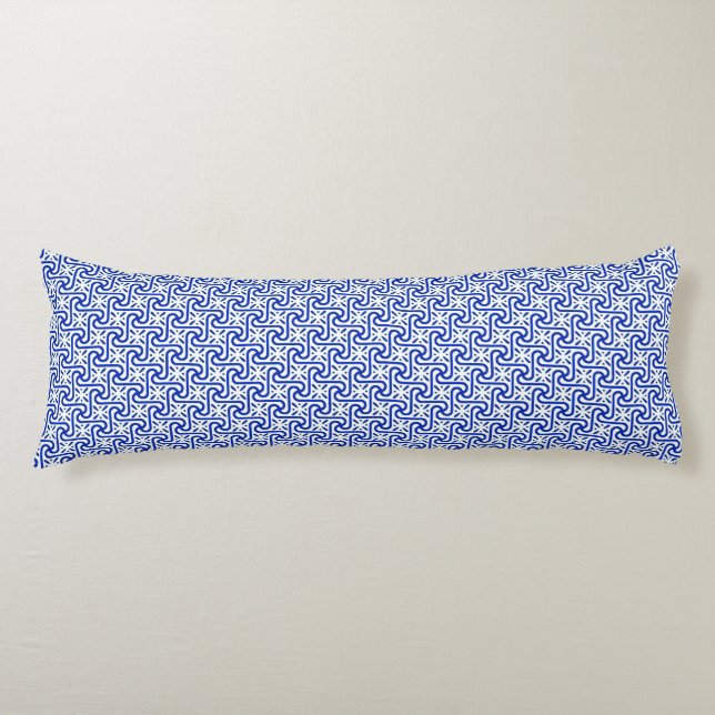 Cojín patrón de azulejo egipcio, blanco y azul cobalto (Anverso)