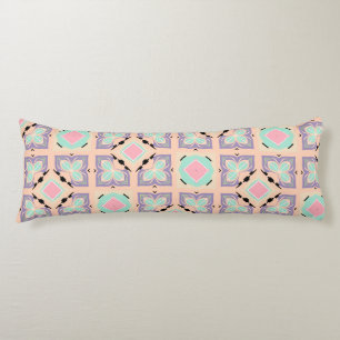 Cojín Patrón de baldosas geométricas pastel   Rosa menta
