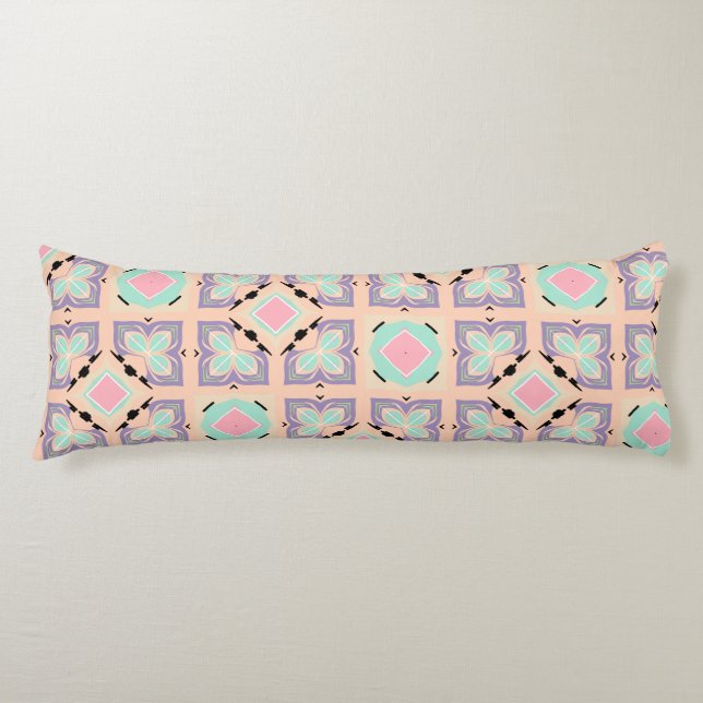 Cojín Patrón de baldosas geométricas pastel | Rosa menta (Anverso)