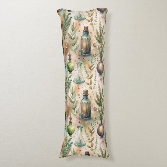 Cojín Patrón de botellas apotecarias vintage (3) (Frente vertical)