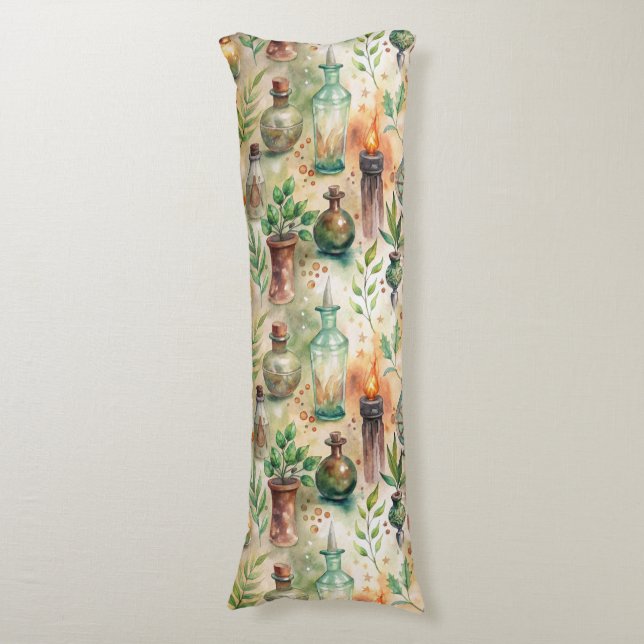 Cojín Patrón de botellas apotecarias vintage (5) (Frente vertical)