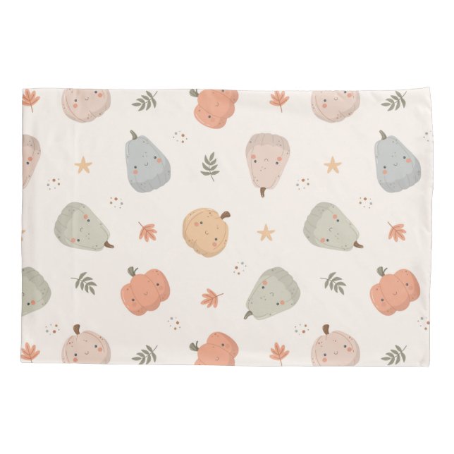 Cojín Patrón de calabaza cuta feliz - Funda de almohada (Reverso)
