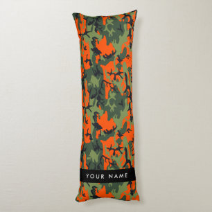 Cojín Patrón de camuflaje naranja, tu nombre, personaliz