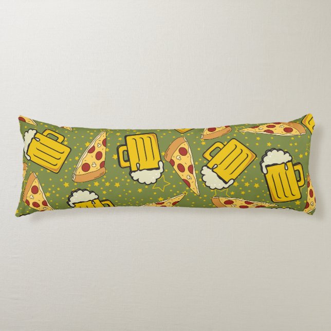 Cojín Patrón de cerveza y pizza (Anverso)