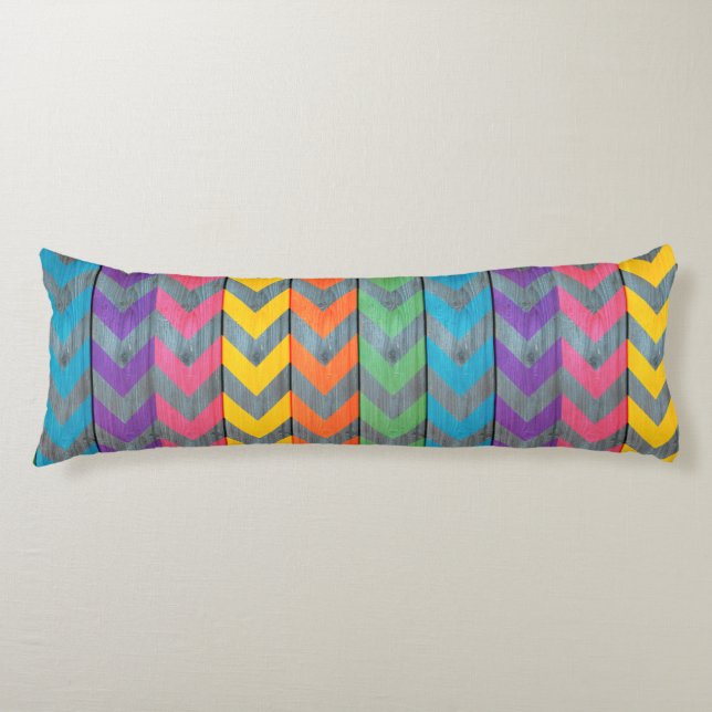 Cojín Patrón de Chevron sobre textura de madera de Shirl (Anverso)