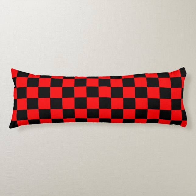 Cojín Patrón de comprobación de negro rojo (Anverso)