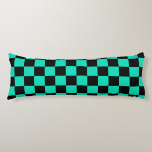 Cojín Patrón de comprobación de negro verde