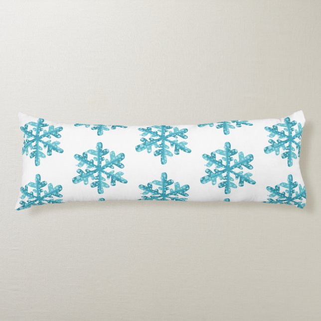 Cojín Patrón de copo de nieve azul Navidades de invierno (Anverso)
