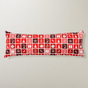 Cojín Patrón de cuadrícula navideña roja moderna minimal
