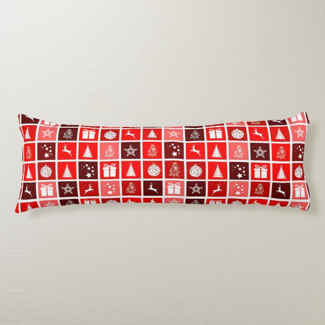 Cojín Patrón de cuadrícula navideña roja moderna minimal (Anverso)