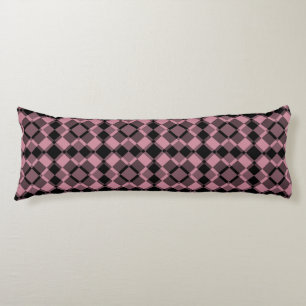 Cojín Patrón de cuadros argyle rosa y negro