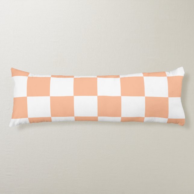 Cojín Patrón de cuadros gingham de fuzz de melocotón (Anverso)