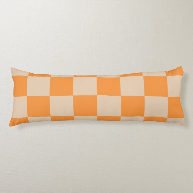 Cojín Patrón de cuadros gingham naranja (Anverso)