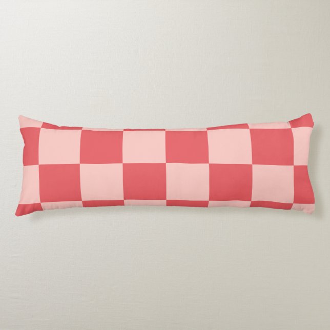Cojín Patrón de cuadros gingham rosa rojo (Anverso)