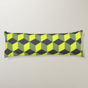 Cojín Patrón de cubo isométrico gris negro amarillo