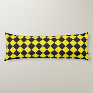 Cojín Patrón de diamante de cuadros amarillo negro