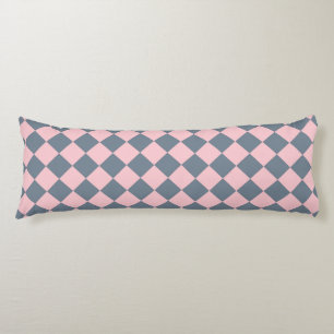 Cojín Patrón de diamante del verificador gris rosado