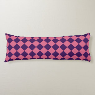 Cojín Patrón de diamante Pink Purple Checker