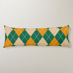 Cojín Patrón de diamante retro verde beige mostaza argyl