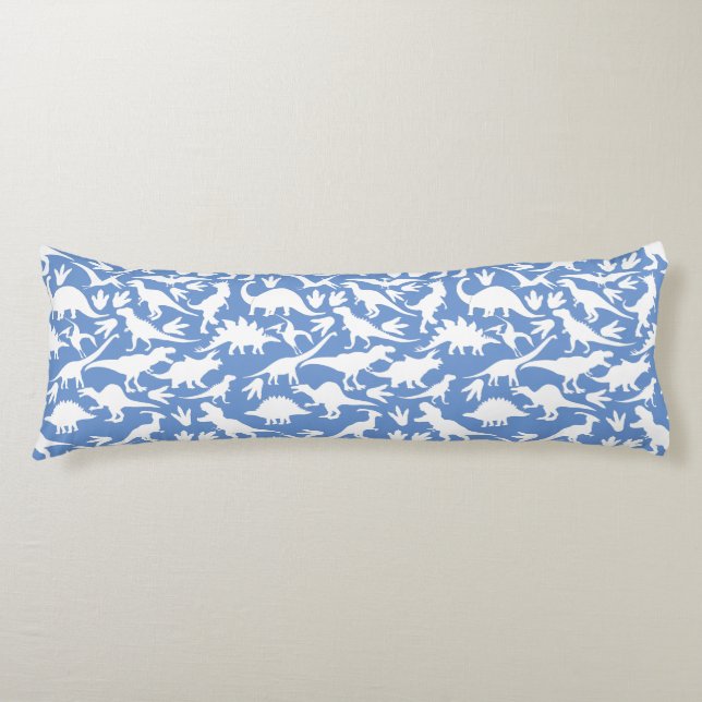 Cojín Patrón de dinosaurios 01 w. LBlue BG (Anverso)