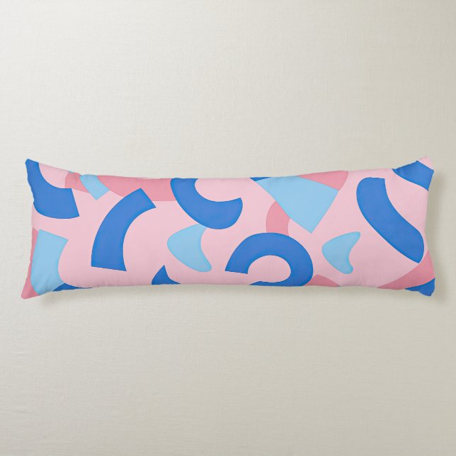 Cojín Patrón de Doodle rosa y azul (Anverso)